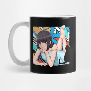 Anime Girl with black cat Mug